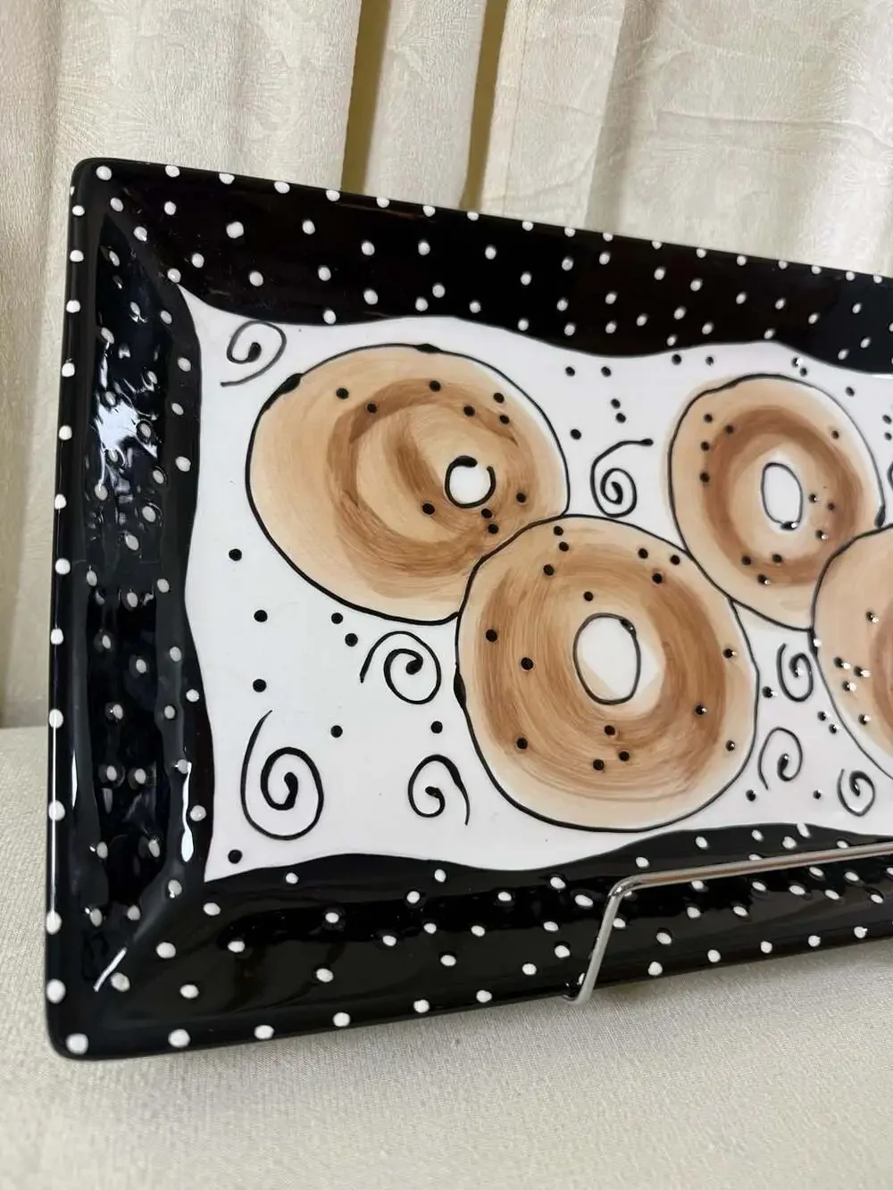 With Love-  Lotus Ceramic Bagel Serving Tray, see description *